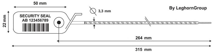precinto plastico scite seal 3.3×315 mm diseno tecnico
