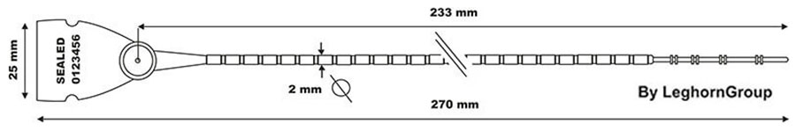 precinto plastico scite seal lgh 103-2×270 mm diseno tecnico
