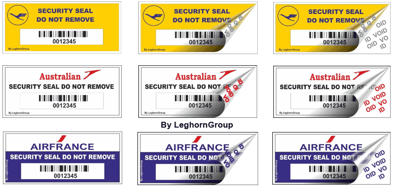 etiqueta seguridad para companias aereas colores personalizaciones