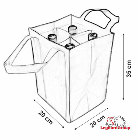 Bolsas de Seguridad Bucarest de polietileno tejido para transportar cuatro botellas de vino